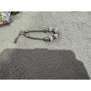 Silver Tone Charm Bracelet with Beaded Accents